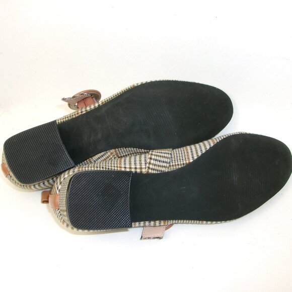 Neutral Tan Black & Green Houndstooth Check‎ Plaid Mary Jane Pump Shoes 6.5 - Picture 6 of 6